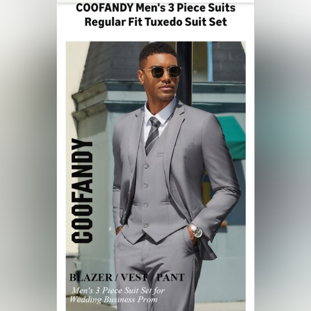 COOFANDY 3 Piece Suit - Picture 2 of 8